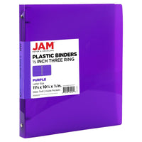JAM Paper - Classeur en plastique de 1 -3 cm - violet - 3 anneaux-Couleur : Violet | Soyez élégant et organisé avec des classeurs colourés.