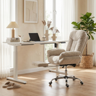 HOMCOM - Chaise de bureau Criss Cross avec repose-pieds et assise large - gris clair-Couleur : gris clair