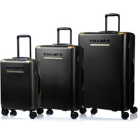 Champs - Luxe Ensemble de Bagages 3 Pièces - Noir-Système d'expansion sur toutes les mallettes