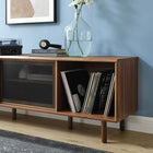 Modway - Kurtis 67 po Meuble à disques TV et vinyle, Noyer-Trous de gestion des câbles