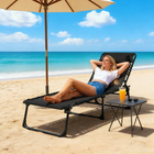Outsunny - Chaise longue pliante d’extérieur pour camping - randonnée - noir-Portable, pliable et léger pour un transport et un rangement faciles