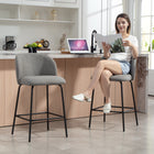HOMCOM - Tabourets de bar modernes hauteur comptoir 27 po avec dossier - gris foncé - paquet de 2-Pieds en acier avec patins réglables pour rester stable sur des sols irréguliers 
