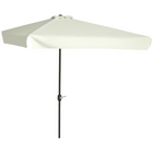 Outsunny - Parasol demi-patio avec manivelle et aération - 7,5 pi - blanc crème-Parasol pratique pour offrir plus d’ombre