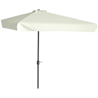 Outsunny - Parasol demi-patio avec manivelle et aération - 7,5 pi - blanc crème-Parasol pratique pour offrir plus d’ombre
