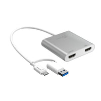 j5Create - Adaptateur multi-moniteur USB-C vers double HDMI - Argent-Ajoutez facilement deux sorties vidéo HDMI™ via un seul port USB-C