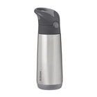 b.box - Bouteille Isotherme - 500ml - Graphite-Couvercle avec paille étanche et bouton-poussoir adapté aux petites mains