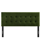 Modway - Emily Velours de performance résistant aux taches Tête de lit Queen size, Vert mousse-Assemblée requise