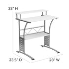 Flash Furniture Bureau d'ordinateur Clifton blanc-Étagère inférieure: 13,875 po haut. du sol