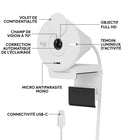Logitech Brio 300 Webcam Full HD avec confidentialité, micro à réduction de bruit -  Blanc-Logi Tune: Profitez de l'application gratuite pour personnaliser vos expériences vidéo, notamment le réglage des couleurs et de la qualité de l'image