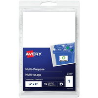 Avery Étiquettes multi-usage rectangulaires, amovibles, Écrire ou imprimer, blanc, 4 po x 6 po, paq./15 (2317)-Les étiquettes amovibles offrent la commodité d'identifier les boîtes, enveloppes, colis et plus avec la liberté de changer, de réviser et d'ajouter les mises à jour du contenu.