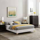 Modway - Sutton Performance Velvet Cadre de lit complet, Blanc-Assemblée requise