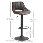 HOMCOM - Tabourets de bar pivotants à hauteur de comptoir réglable - brun - paquet de 2-Les coutures verticales et le design évidé apportent une touche distinctive dans n'importe quel environnement 
