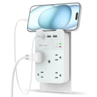 ShoppingAll - Huntkey multiprise murale avec parasurtenseur, 4 prises et 3 ports USB - Paquet de 2-Le port USB-C prend en charge PD 30 W, tandis que les ports USB-A offrent une sortie combinée de 12 W pour les appareils du quotidien