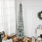 HOMCOM - Arbre de Noël artificiel 9' avec branches réalistes - Vert-La forme de crayon ne prend pas beaucoup de place sur le sol ou sur la table, convient aux petites pièces ou à un deuxième arbre de Noël dans une entrée 