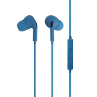 Basic Tech Écouteurs intra-auriculaires avec fil avec contrôle du volume et microphone intégré - Bleu-Universel