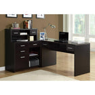 Monarch Specialties - 7018 Bureau - Espresso De Coin Cote Droit Ou Gauche-La configuration réversible permet d'installer le meuble de rangement à gauche ou à droite avec l'huche pour créer un espace de travail fonctionnel dans un style tendance.