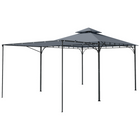 Outsunny - Pavillon de terrasse avec auvent extensible 10,5 pi l x 10,5 pi L - gris foncé-Doté d’un auvent extensible unique qui agrandit votre espace ombragé pour les fêtes