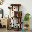 PawHut - Arbre à chat 52 po avec poteaux à griffer, lit pour chat, condo - motif léopard-Les poteaux à griffer empêchent les dommages aux meubles  
