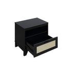 Manhattan Comfort - Lot de 2 tables de chevet Sheridan 21,63" style mid-century moderne - Noir-Poignée horizontale en bois massif avec finition peinte