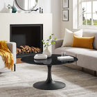 Modway - Lippa Rond de 36 po Faux marbre Table basse - Noir-Socle métallique résistant aux éclats