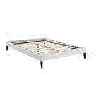 Modway - Sharon Vinyle Cadre de lit queen avec pieds carrés effilés, Blanc-Dix lattes de support en bois 