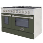 Kucht - 48 po Série KDF Cuisinière Pro Style au gaz naturel - Acier inoxydable/Vert olive-Convertible au propane liquide