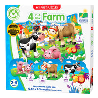 University Games - The Learning Journey My First Puzzle: 4-in-a-box: Farm - Puzzle De Reconnaissance Des Animaux De La Ferme Pour Enfants - Puzzle Intéractif Sur La Ferme Pour Tout-Petits-Développe les compétences tactiles, motrices, de réflexion et d’apprentissage