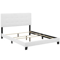 Modway - Amira Tissu rembourré Lit King, Blanc-Cadre de lit à plateforme avec tête de lit