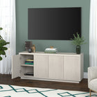 Hudson&Canal - Meuble TV Hanson pour téléviseurs jusqu'à 65 pouces - Blanc aulne-Dimensions du produit : 15,5" L x 57,13" l x 24" H