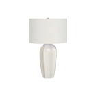 Monarch Specialties - Luminaire - 27 po H Lampe De Table - Crème Céramique - Abat-Jour Ivoire / Crème - Moderne-Cette lampe de table d'inspiration art-déco d'une hauteur de 27 pouces avec une base de vase effilée en céramique crème, surmontée d'un abat-jour tambour en lin ivoire et finie avec un fleuron argenté, apporte un style moderne et à la mode à tout salon, chambre à coucher ou espace de bureau