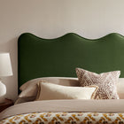 Modway - Athena Velours de performance résistant aux taches Tête de lit Queen size, Vert mousse-Cadre en mélange de bois