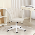 HOMCOM - Chaise de bureau pivotante sans accoudoirs aspect velours à hauteur réglable - crème-Le revêtement en velours et la mousse haute densité assurent un confort durable