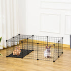 PawHut - Parc à 16 panneaux pour cochons d’Inde et lapins avec porte-Comprend 13 panneaux en acier, 2 panneaux en polyrésine et 1 panneau avec une porte 