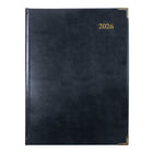 Brownline - 2026 Agenda quotidien Executive - 10-3/4 po x 7-3/4 po - Couleurs assorties - Trilingue-Reliure cousue avec couverture flexible en cuir contrecollé