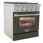 Kucht - 30 po Série KDF Cuisinière Pro Style au gaz propane - Acier inoxydable/Vert olive-Les grilles robustes en fonte permettent de déplacer facilement les casseroles entre les brûleurs sans avoir à les soulever