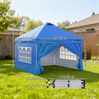 Outsunny - Tente auvent pliante 10 pi l x 10 pi L - Abri soleil instantané - Bleu-Trois réglages de hauteur à intervalles de 4 po (10 cm)