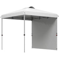 Outsunny - Tente auvent pliante 8 pi l x 8 pi L avec paroi latérale - Sac de transport - Blanc-Facile à installer avec peu ou pas d’effort