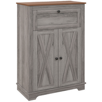 HOMCOM - Buffet de style ferme 23,6 po l avec portes de grange et tiroir - gris vieilli-Grand plateau, tiroir et armoire à 2 niveaux pour un grand espace de rangement 