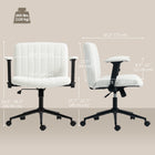 HOMCOM - Fauteuil de bureau large avec accoudoirs et roulettes motif croisé - blanc crème-Rotation à 360° et roulettes silencieuses en PU assurent une mobilité fluide et respectueuse du sol 