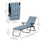 Outsunny - Chaise longue pliante avec coussin - dossier réglable - bleu et blanc-Acier à revêtement en poudre, résistant à l'eau et supportant de lourdes charges