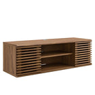 Modway - Render Fixation murale de 46 po Meuble téléviseur multimédia, Noyer-Meuble téléviseur moderne du milieu du siècle