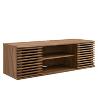 Modway - Render Fixation murale de 46 po Meuble téléviseur multimédia, Noyer-Meuble téléviseur moderne du milieu du siècle
