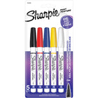 Sharpie - Marqueurs de peinture à base d'huille pointe fine, couleurs assorties, Lot de 5-L'encre à base d'huile résiste aux dégâts de l'eau, à l'abrasion et à la décoloration pour une impression durable