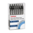 Staples - Stylos à bille rétractables avec prise – 1,0 mm – couleurs variées – paquet de 14-Stylos à bille à pointe rétractable  