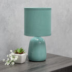 Simple Designs - Petite lampe de table ronde - Vert écume de mer avec abat-jour assorti-Exigence en matière d'ampoule vendue séparément : Cette lampe exige une ampoule à culot candélabre type B10 E12 de 40 watts (non incluse)