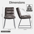 Homy Casa - Chaises rembourrées pour invités et réception - Tissu suédé gris vieilli - Ensemble de 2-Conception sans accoudoirs : Profil épuré permettant un placement flexible autour des tables et bureaux