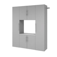 Prepac - Armoire de rangement de travail HangUps ensemble Q - gris-L'ensemble Q comprend : 1 armoire de rangement supérieure de 30 po L x 24 po H x 16 po P GSUW 0707 1 2 armoires de rangement hautes de 15 po L x 72 po H x 16 po P GCSW 0711 1 1 armoire de rangement de base de 30 po L x 24 po H x 16 po P GCSW 0713 1