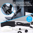 ShoppingAll - Plateau de rangement de câbles sous le bureau avec 10 attaches de câbles - Noir-7