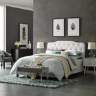 Modway - Amelia Imitation cuir Lit King, Blanc-Rembourrage en faux cuir