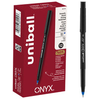 uni-ball – Stylos à bille roulante ONYX – 0,7 mm – encre bleue – paquet de 12  -Stylos à bille roulante
